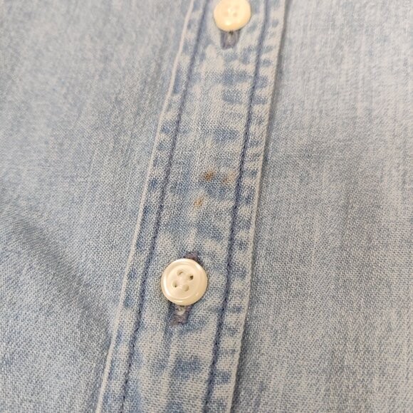 J. Crew Women's Shirt Size L Blue White Stars Cotton Patchwork Western Cowgirl - Picture 11 of 11